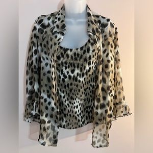 Nicola 2 Piece Animal Print Semi Sheet and Tank Top Set size L